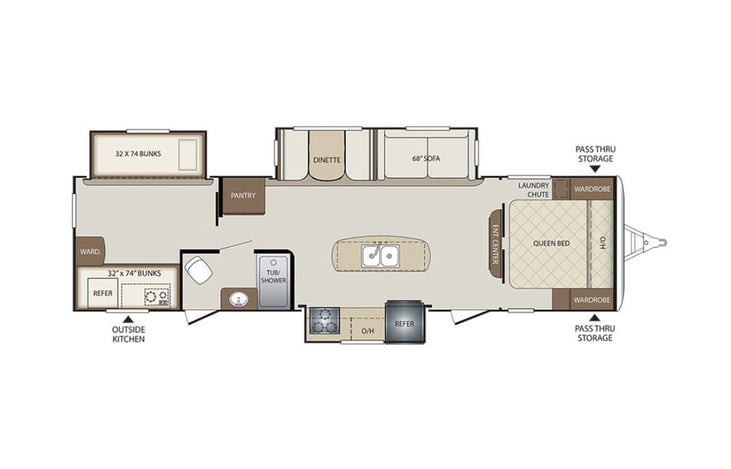 Representative floor plan provided by a trusted RVshare partner.