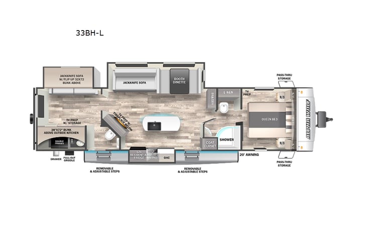 Representative floor plan provided by a trusted RVshare partner.