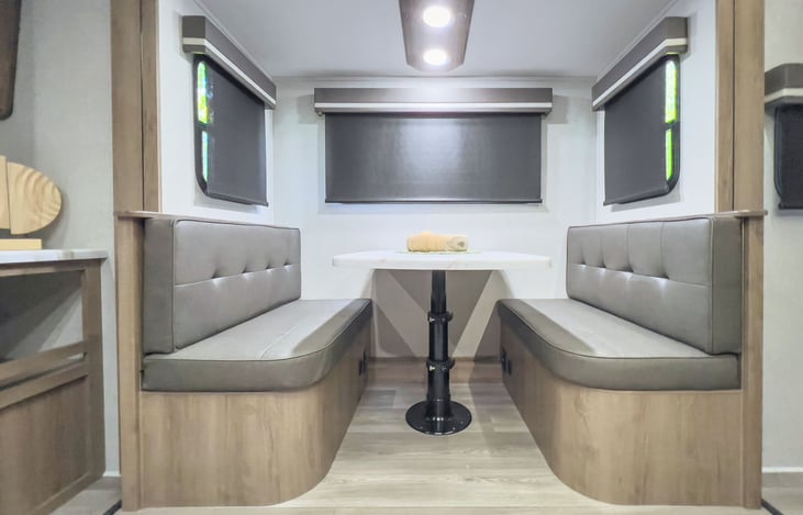Dinette serves as additional sleep space for 2 littles or a small adult.