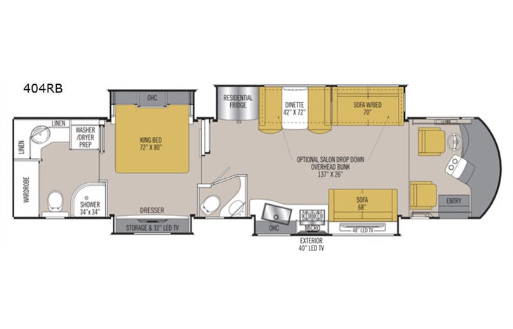 Representative floor plan provided by a trusted RVshare partner.
