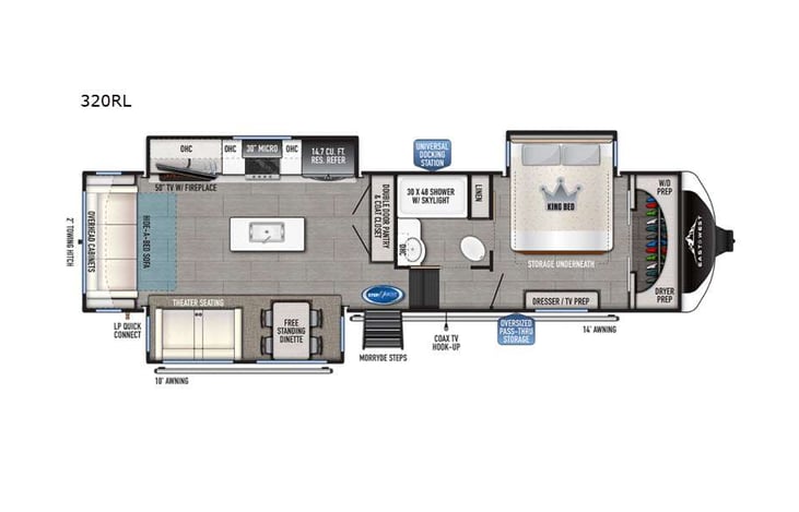 Representative floor plan provided by a trusted RVshare partner.