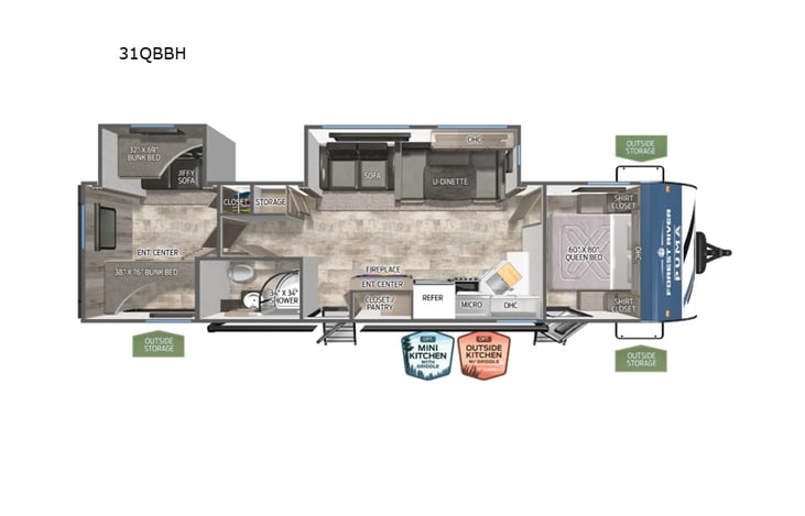 Representative floor plan provided by a trusted RVshare partner.