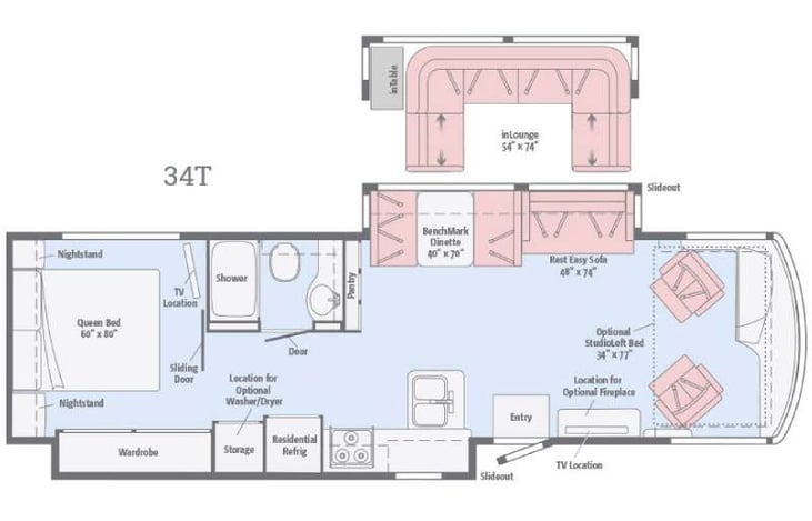 Representative floor plan provided by a trusted RVshare partner.