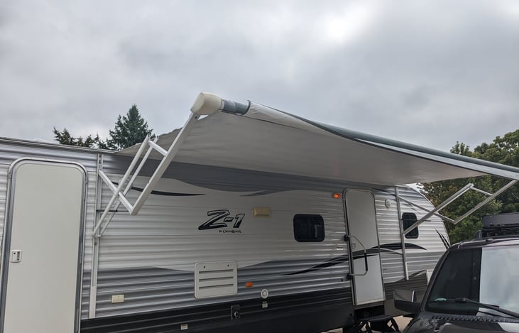 Electric awning, replaced in 2025.