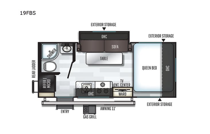 Representative floor plan provided by a trusted RVshare partner.