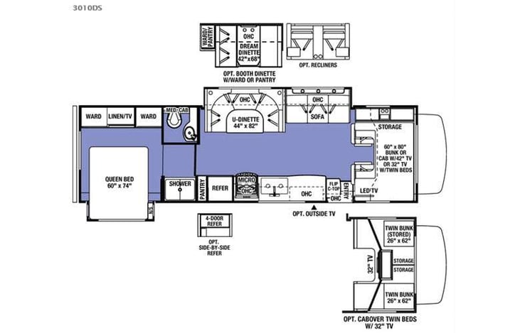 Representative floor plan provided by a trusted RVshare partner.