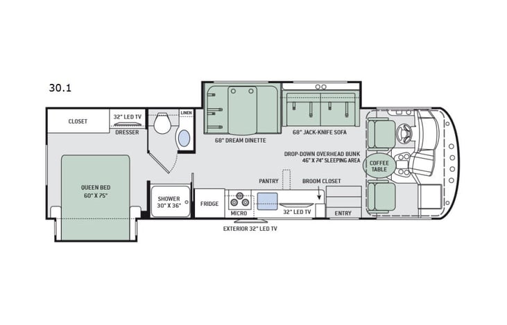 Representative floor plan provided by a trusted RVshare partner.