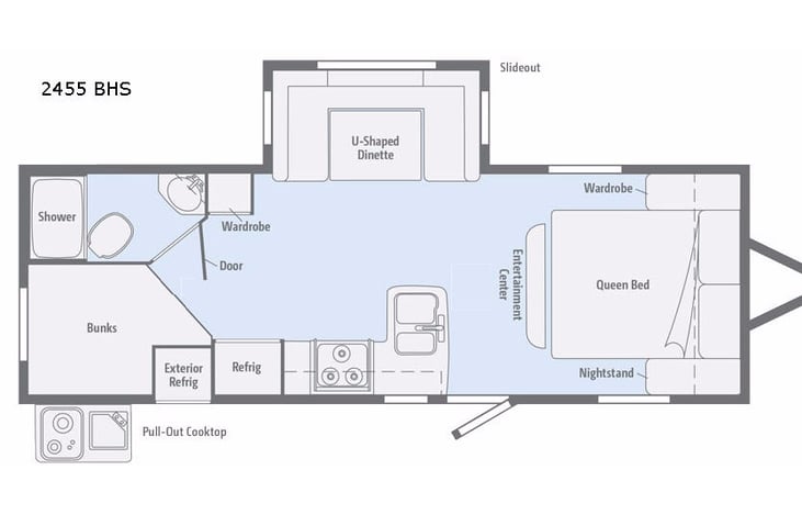 Representative floor plan provided by a trusted RVshare partner.
