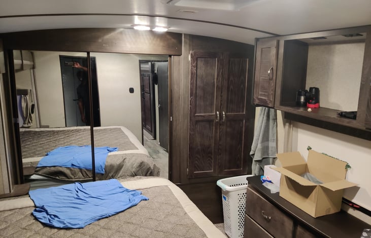 Space for another TV available. Plenty of storage for clothes and other amenities you may need.