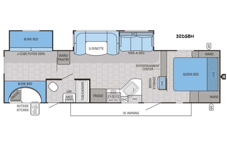 Representative floor plan provided by a trusted RVshare partner.