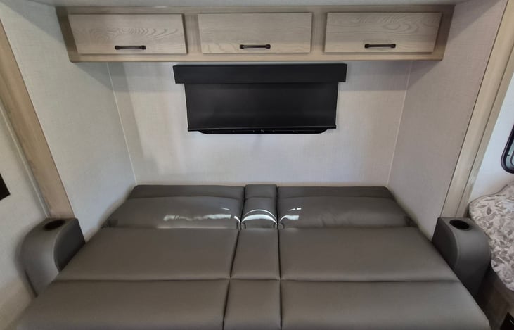 SOFA FOLDED OUT TO A BED.