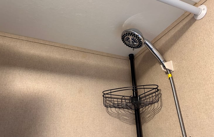 Shower head is higher than typical RV showers and its bigger