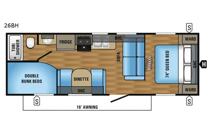 Representative floor plan provided by a trusted RVshare partner.