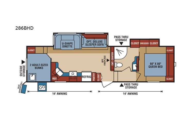 Representative floor plan provided by a trusted RVshare partner.