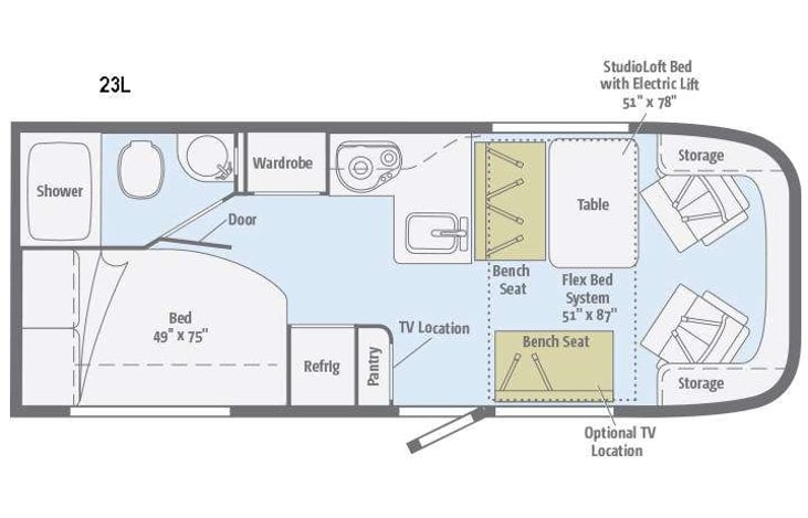 Representative floor plan provided by a trusted RVshare partner.