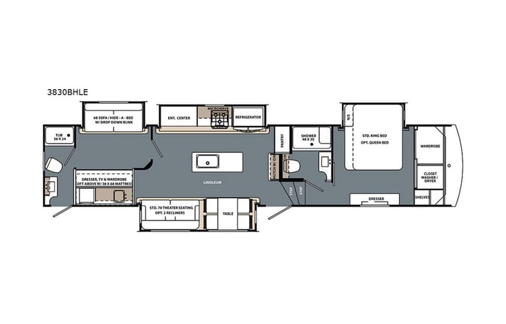 Representative floor plan provided by a trusted RVshare partner.