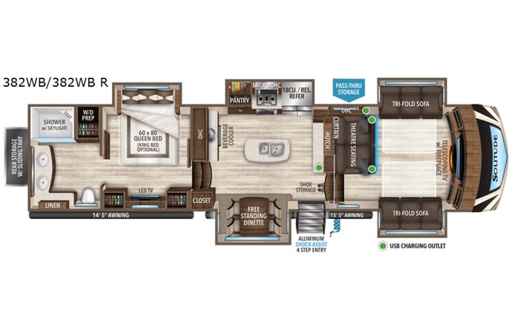 Representative floor plan provided by a trusted RVshare partner.