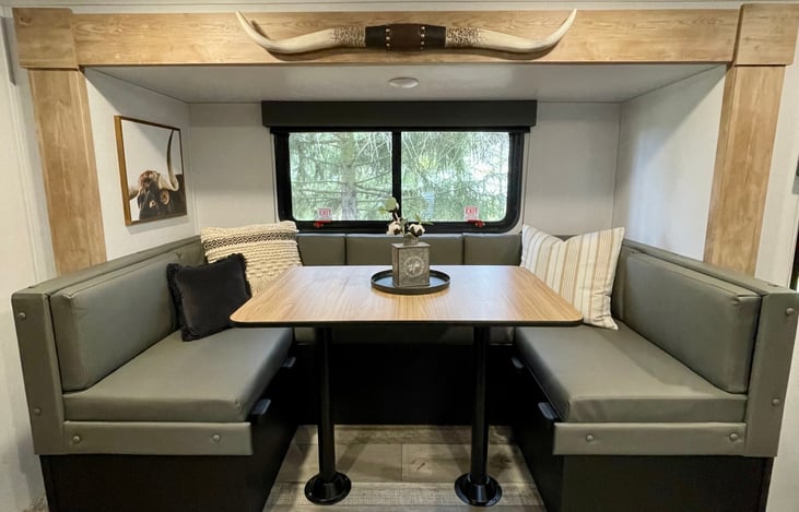Large “U” shaped dinette seating area