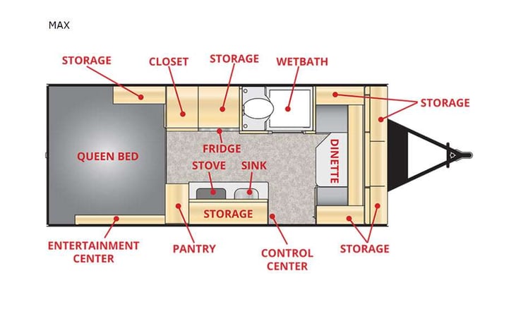 Representative floor plan provided by a trusted RVshare partner.