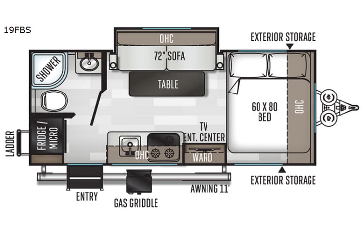 Representative floor plan provided by a trusted RVshare partner.