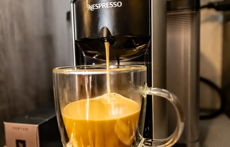 Complimentary Nespresso capsules, milk frother