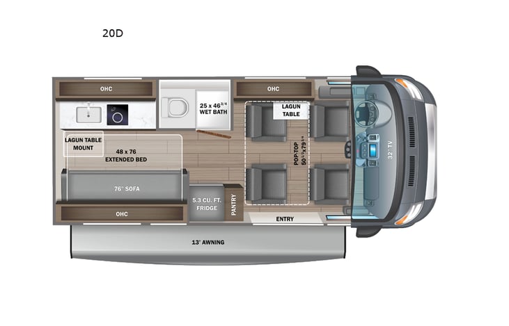 Representative floor plan provided by a trusted RVshare partner.