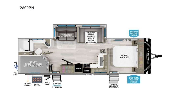 Representative floor plan provided by a trusted RVshare partner.