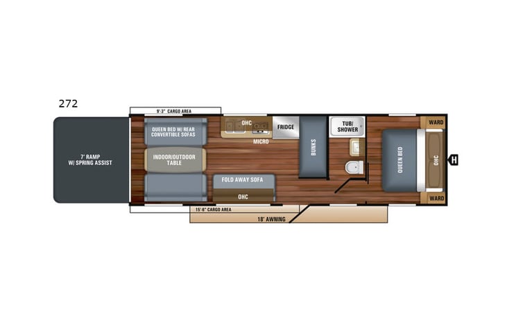 Representative floor plan provided by a trusted RVshare partner.