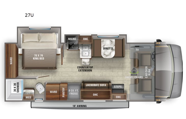 Representative floor plan provided by a trusted RVshare partner.