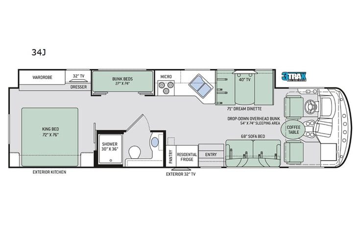 Representative floor plan provided by a trusted RVshare partner.