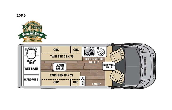 Representative floor plan provided by a trusted RVshare partner.