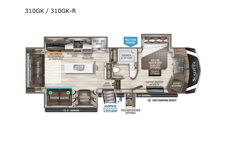 Representative floor plan provided by a trusted RVshare partner.