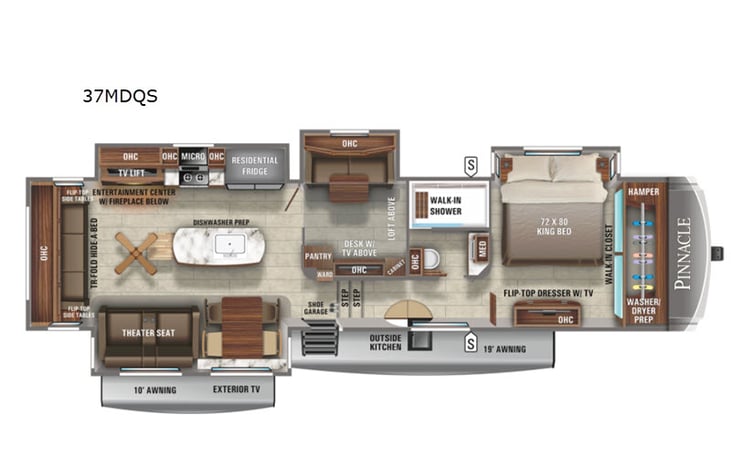 Representative floor plan provided by a trusted RVshare partner.