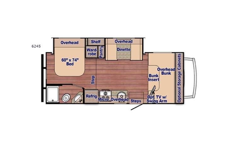 Representative floor plan provided by a trusted RVshare partner.