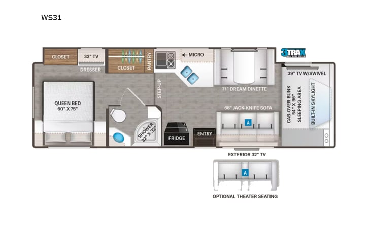 Representative floor plan provided by a trusted RVshare partner.