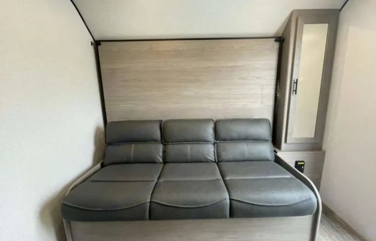 Jack knife sofa raised. with under couch storage.