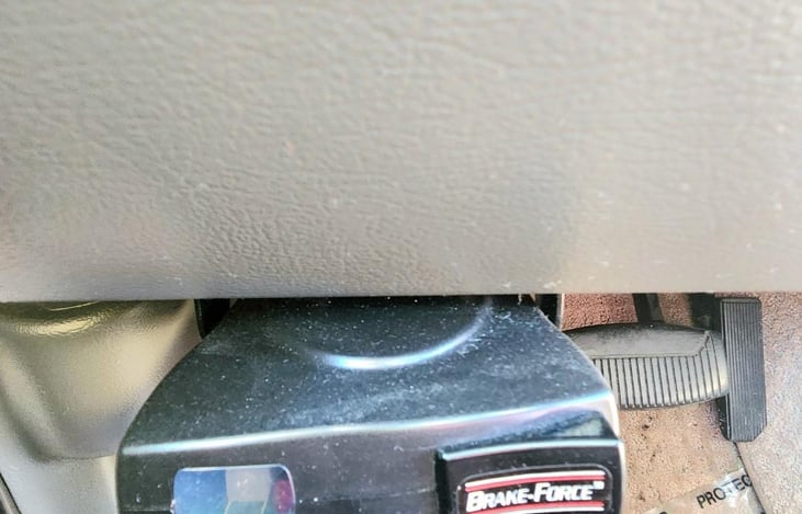 This is an extra braking system that was installed to ensure a smooth braking experience. Its keeps the RV weight from impacting how fast you can stop. You may see the light just showing its active.