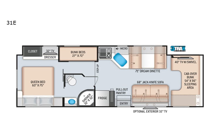 Representative floor plan provided by a trusted RVshare partner.
