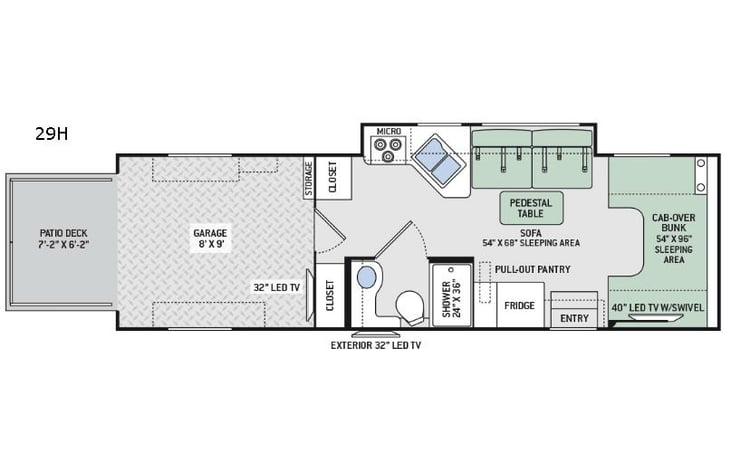 Representative floor plan provided by a trusted RVshare partner.