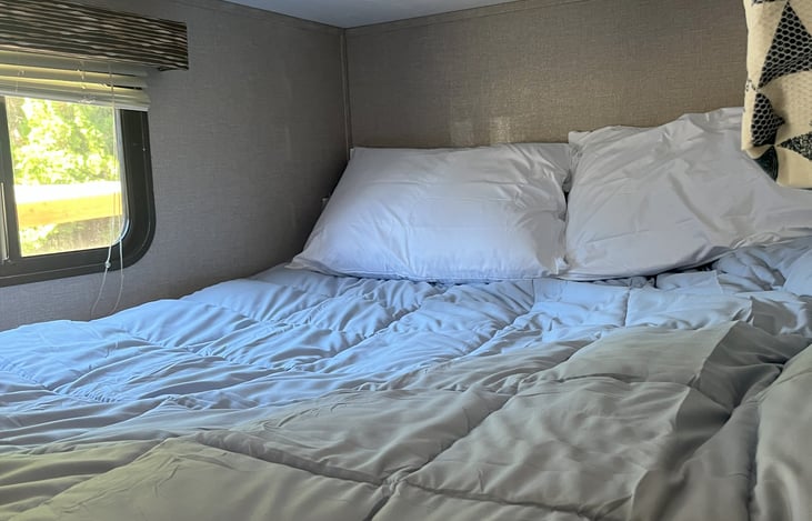 Upper Bunk easily sleeps two kids or one adult and a child. All beds have allergy covers on mattress and pillows.