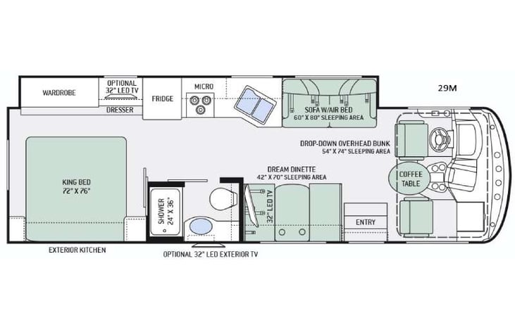 Representative floor plan provided by a trusted RVshare partner.