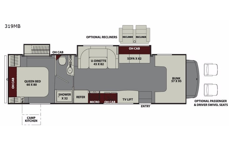 Representative floor plan provided by a trusted RVshare partner.