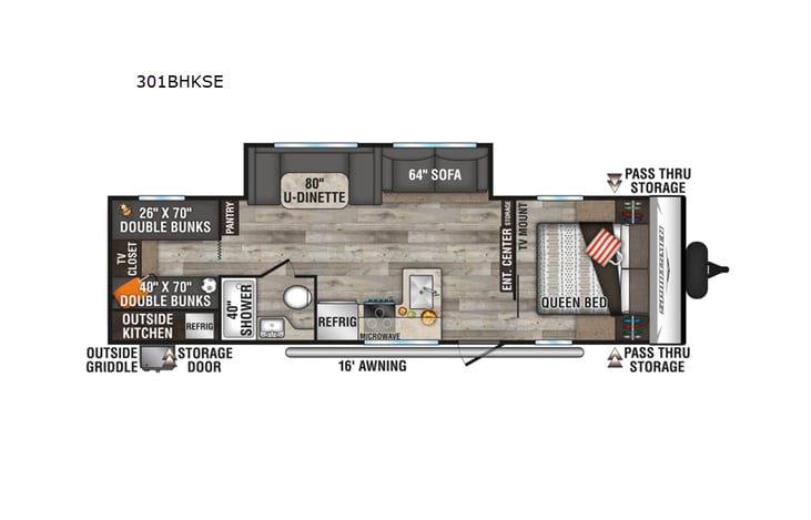 Representative floor plan provided by a trusted RVshare partner.