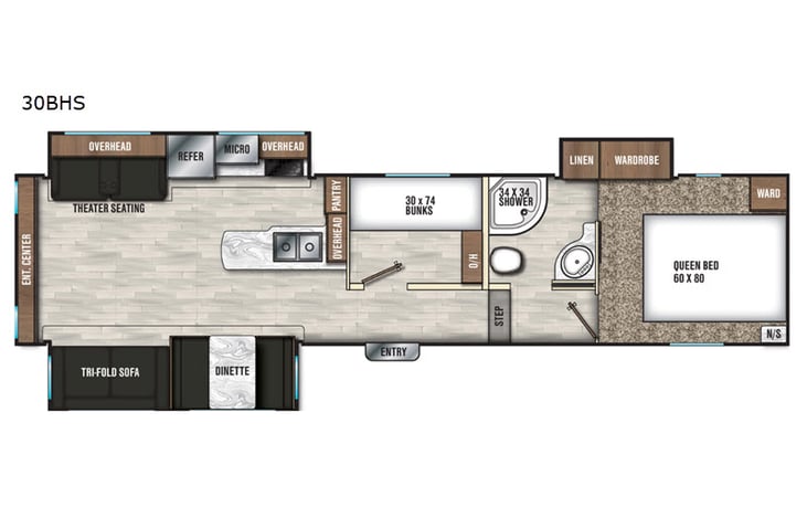 Representative floor plan provided by a trusted RVshare partner.