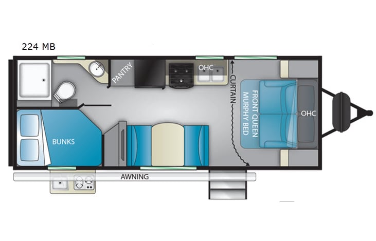 Representative floor plan provided by a trusted RVshare partner.