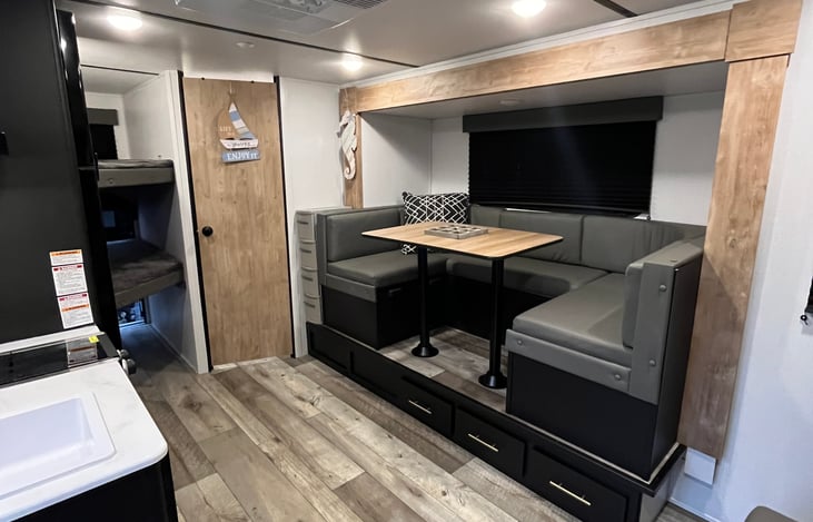 Dinette and bathroom door