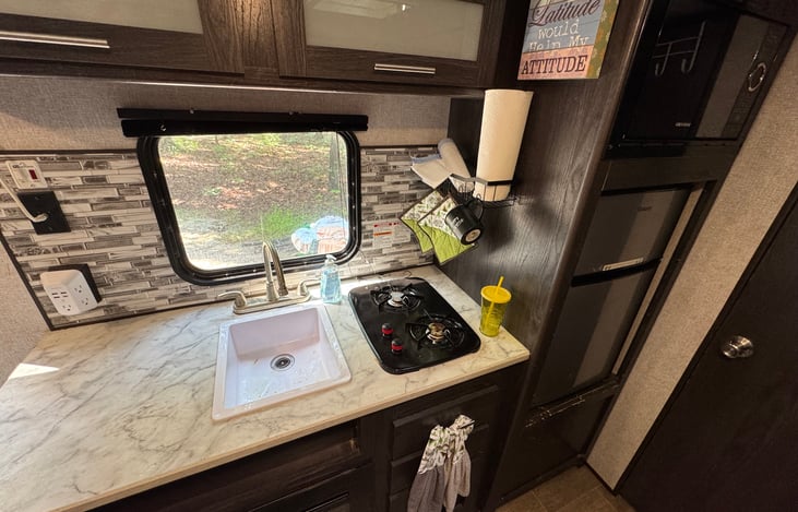 Kitchen is stocked with common items for your use during your visit