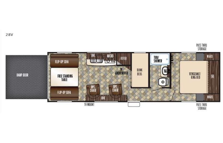 Representative floor plan provided by a trusted RVshare partner.
