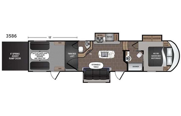 Representative floor plan provided by a trusted RVshare partner.