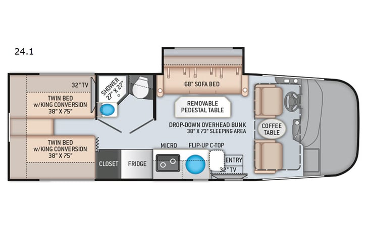 Representative floor plan provided by a trusted RVshare partner.